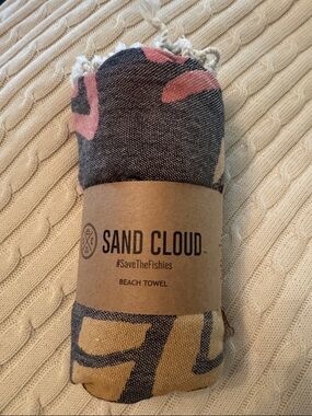 Sand Cloud Beach Towel - Red, Mustard & Brown Sea Turtles Pattern NWT